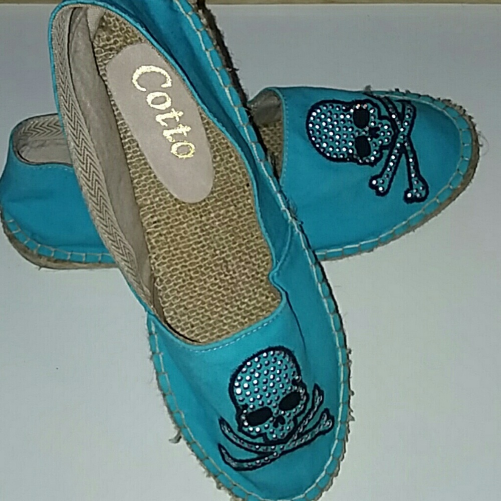 Cotto blue skull & crossbones espadrilles sz 6.5